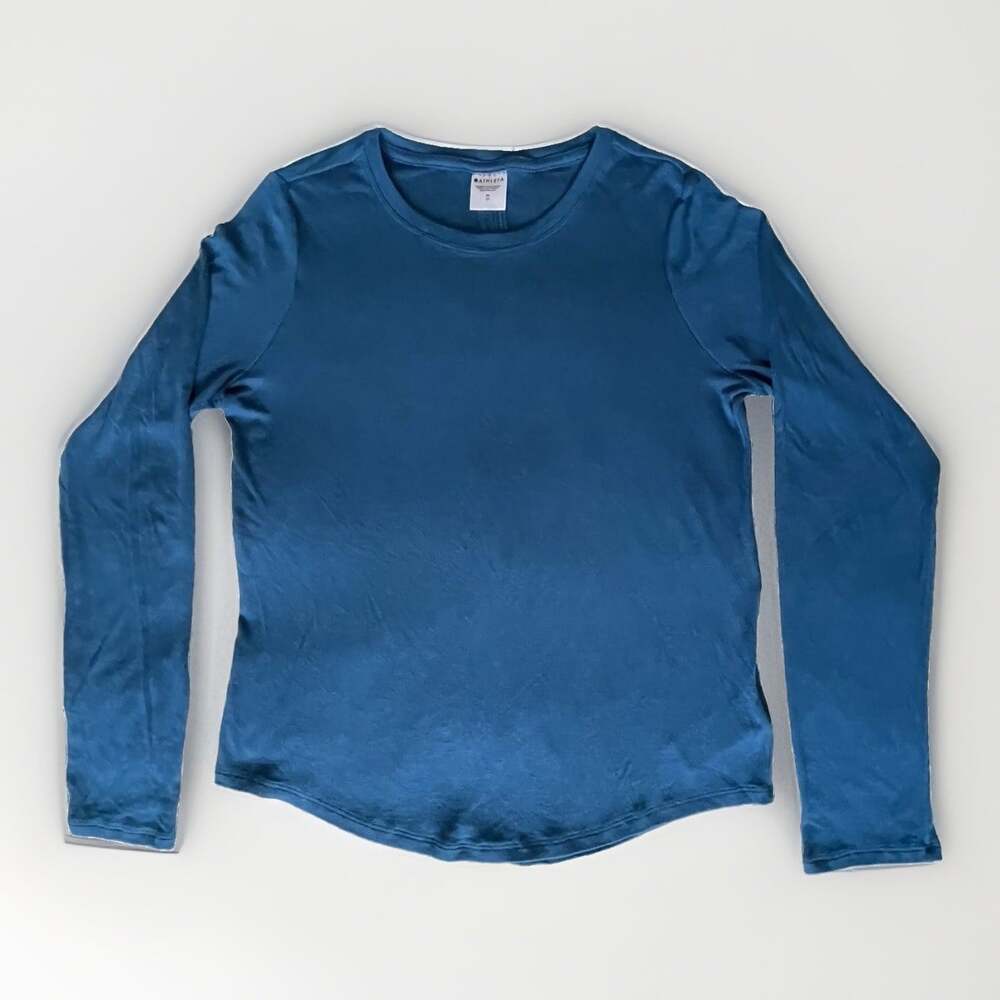 Athleta Womens XS Blue Crew Neck Long Sleeve Pullover Cut-Out-Back Modal/Spandex